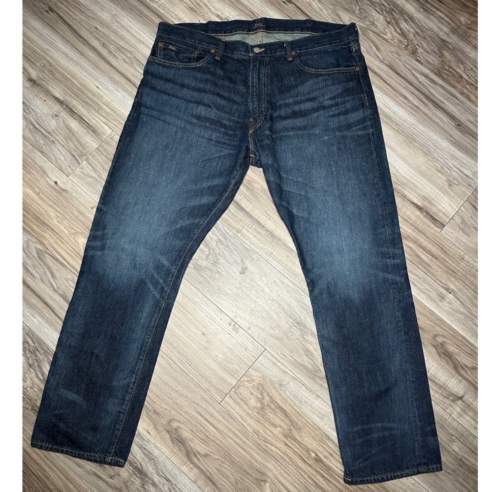 Polo Ralph Lauren Mens Hampton Relaxed Straight Jeans Dark Wash Blue Denim 38x32